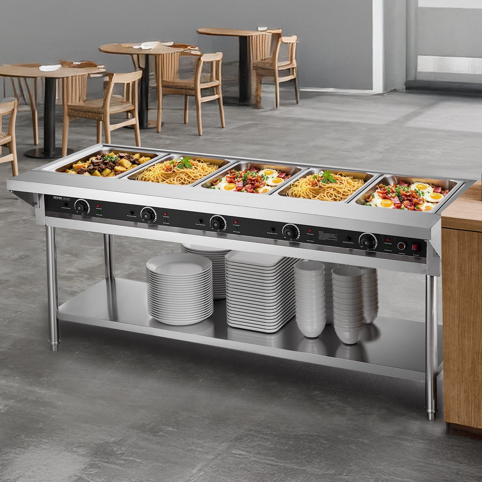 5-Pan Commercial Food Warmer Steam Table With Independent Temperature ...