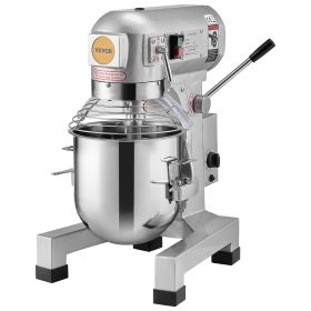 VEVOR Commercial Food Mixer, 10L Commercial Stand Mixer with 3 Adjustable Speeds, 550W Dough Mixer with Stainless Steel Bowl and 3 Mixing Attachm
