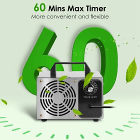 1Pc 110W 50000mg Per Hour Ozone Generator Odor Eliminator Ionizer Air Purifier With 60Mins Timer Cover Up To 3229Sq.Ft For Rooms Smoke Cars Pets (Option: silver)