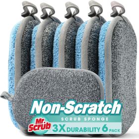 Sponges Kitchen 24pcs, Non-Scratch Scrub Dish Sponge Safe on Non-Stick Cookware, Dual Sided Cleaning Sponges for Kitchen, Household, Bathroom and (Material: Microfiber)